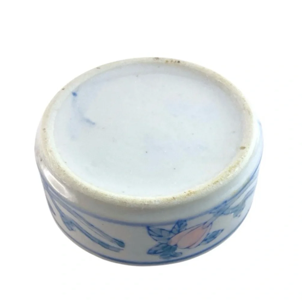 Vintage Chinese Porcelain Trinket Box Jewelry Holder Lotus Butterfly Chinoiserie